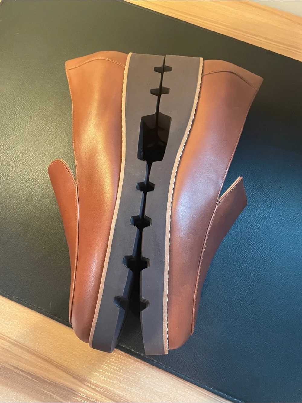 Vionic Chestnut Brown Leather Lug Sole Loafers - Picture 6 of 8